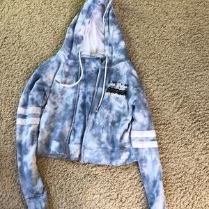 Crop zip-up hoodie tie-dye